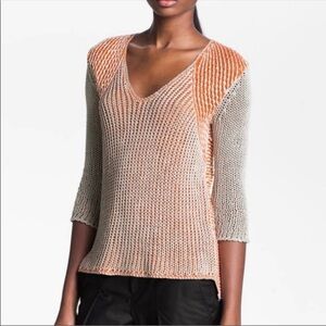 Helmut Lang orange and cream sweater